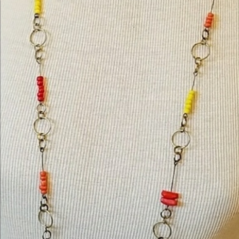 Brass and bead necklace by Rachel